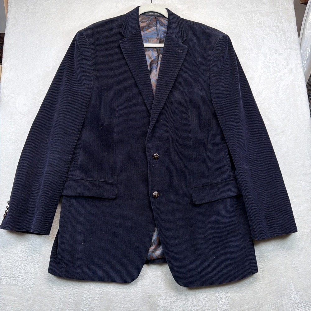 Lauren Ralph Lauren Mens Corduroy Blazer 42L Navy Sport Coat 3 Button